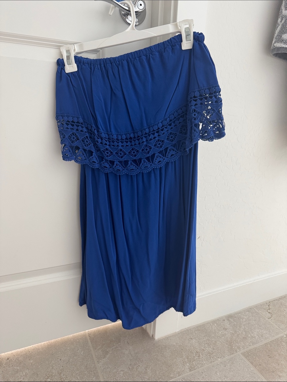 Xhilaration Strapless Crochet-Trim Midi Dress - Royal Blue